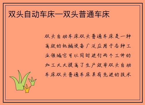 双头自动车床—双头普通车床
